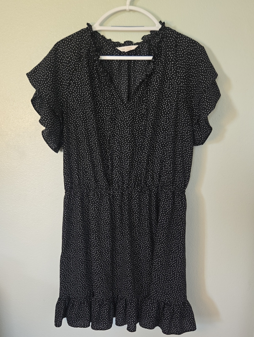 Lauren Conrad | Black Dot Ruffle Sleeve Midi Dress Size XXL